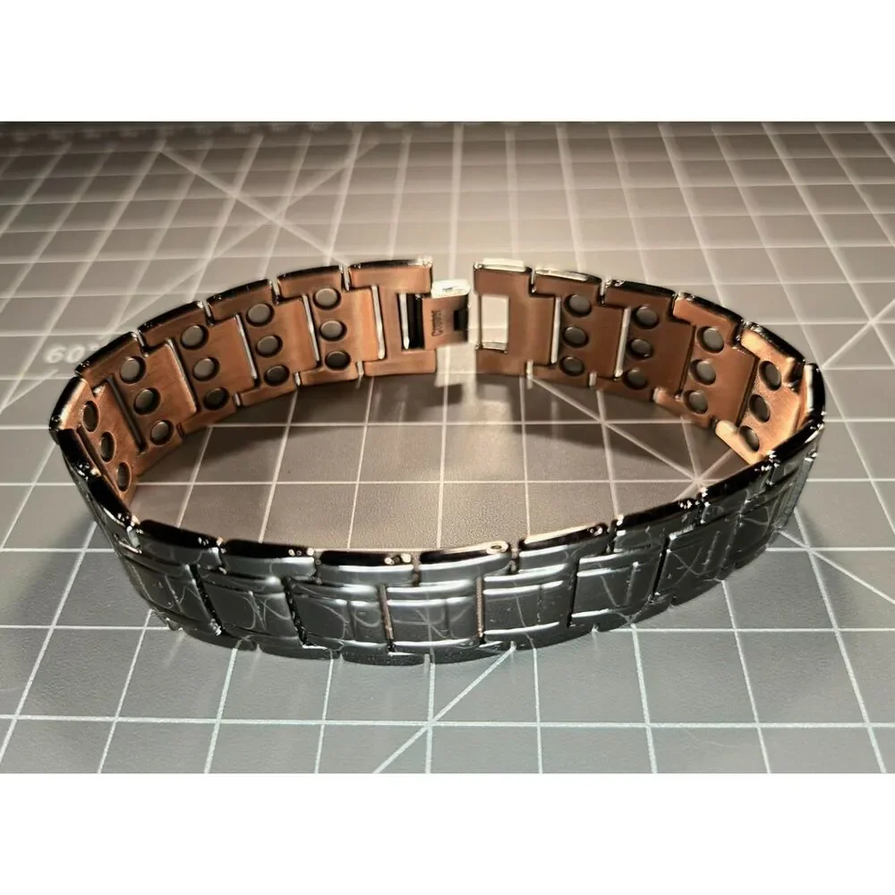 Men's 99.99% Pure Copper Magnetic Bracelet & Ring Set 9